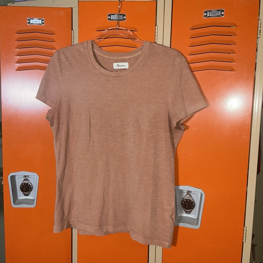 Rowan Women's Cotton Knit Crewneck Short Sleeve T-Shirt Medium Tan Orange